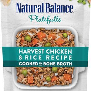 Natural Balance Pet Foods Platefulls Wet Dog Food Harvest Chicken  Rice Recipe, 12ea/9 oz