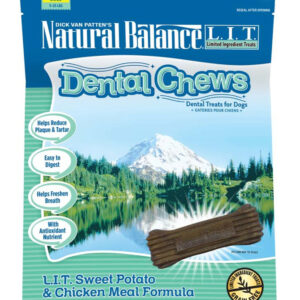 Natural Balance Pet Foods L.I.T Sweet Potato and Chicken Meal Dog Dental Chew 13 Oz, 22 Ct, Small
