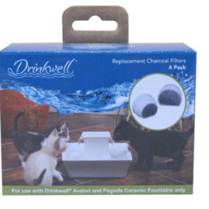 Drinkwell Single Cell Charcoal Replacement Filters for Avalon & Pagoda Ceramic Fountains White 4 Pack