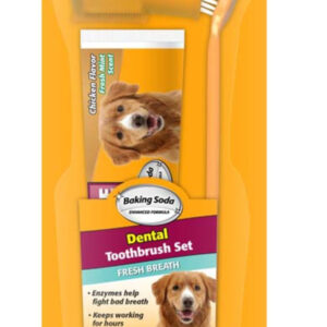 Arm & Hammer Advanced Care Fresh Breath Dental Toothbrush Set for Dogs Chicken Flavor Enzymatic Toothpaste: 2.5 oz