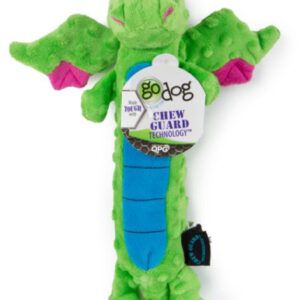 goDog Dragons Skinny Dog Toy with Chew Guard Technology Plush Squeaker Large