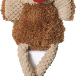 goDog Checkers Rooster with Chew Guard Technology Tough Plush Dog Toy Brown Large