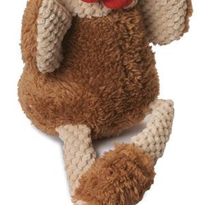 goDog Checkers Rooster with Chew Guard Technology Tough Plush Dog Toy Brown Small