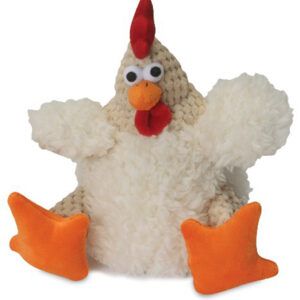 goDog Checkers Rooster with Chew Guard Technology Tough Plush Dog Toy White Small