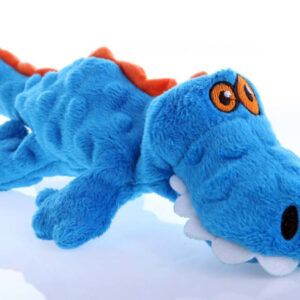 goDog Just For Me Gator with Chew Guard Technology Tough Plush Dog Toy Blue Small