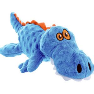 goDog Just For Me Gator with Chew Guard Technology Tough Plush Dog Toy Blue Large
