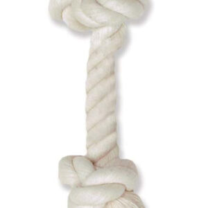 Mammoth Pet Products 100% Cotton Rope Bone 2 Knots Rope Bone White 6 in Mini