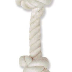 Mammoth Pet Products 100% Cotton Rope Bone 2 Knots Rope Bone White 12 in Medium