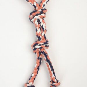 Mammoth Pet Products Color Twin Tug Toy with Rubber Handle Twin Tug with Handle Multi-Color 22 in Medium