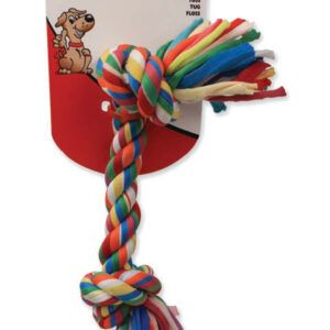 Mammoth Pet Products Cloth Dog Toy Rope Bone 2 Knots Rope Bone Assorted 12 in Medium