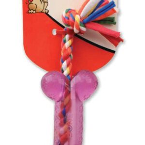 Mammoth Pet Products Cloth Dog Toy Rope w/TPR Bone Rope with Bone Assorted Small