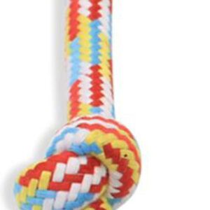 Mammoth Pet Products Braidys Rope Bone Dog Toy 2 Knots Rope Bone Assorted 9 in Small