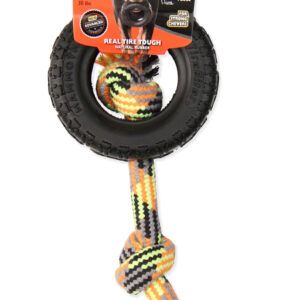 Mammoth Pet Products TireBiter II with Rope Dog Toy Rope with Tire Multi-Color 3.75 in Small