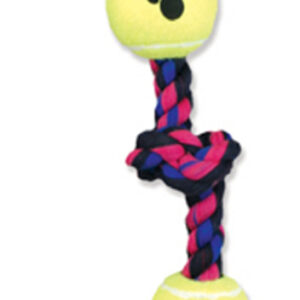 Mammoth Pet Products 3 Knot Tug Dog toy w/4in Tennis Ball 3 Knots Rope with Tennis Ball Multi-Color 20 in Medium