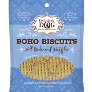 Exclusively Pet Boho Biscuits Well Balanced Waffles Peanut Butter Flavor Dog Treats 8 oz