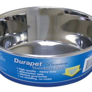 OurPets Rubber-Bonded Premium Stainless Steel Dog Bowl Silver