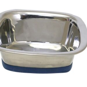 OurPets Premium Stainless Steel Square Dog Bowl Silver Medium