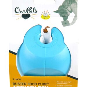 OurPets Buster Food Cube Slow Feed Dog Toy Assorted Medium 3 in