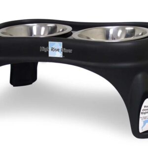 Ourpets Bone Dog Feeder Black 8 In