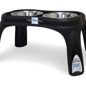 Ourpets Bone Dog Feeder Black 12 In