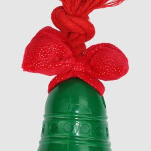 Multipet Holiday Bell w/Rope, Bow and Tennis Ball 8 inch
