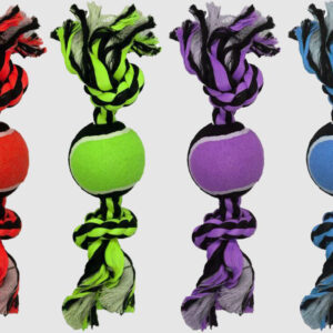 Multipet Nuts for Knots 2-Knot Rope with Tennis Ball 2 Knot Rope with Tennis Ball Assorted 10 in