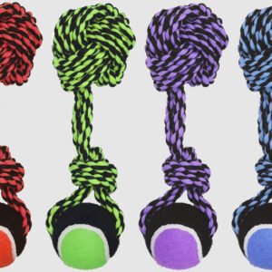 Multipet Nuts for Knots™ RopeBall w/ Knot & Tennis Ball(Assorted) 10 inch