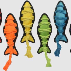 Multipet Cross Ropes Dog Toy Fish Assorted 11.5 in