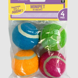Multipet Squeaky Tennis Balls 4pk. 2 inch