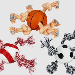 Multipet Doglucent TRP Tug Sports Balls w/ Rope (Assorted) Size: 3.5inch