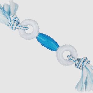Multipet Canine Clean™ Peppermint Dumbbell 
w/ TPR Core & Rope Ends 11 inch