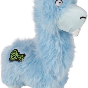 Godog Buck Tooth Llama With Chew Guard Technology Plush Dog Toy Blue Large