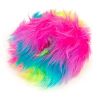 Godog Furballz Rings Durable Plush Squeaker Dog Toy Rainbow Small