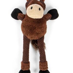 goDog Checkers Skinny Durable Plush Dog Toy Horse Large