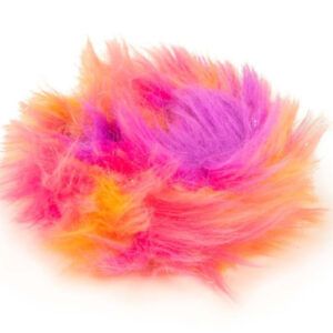 goDog Furballz Rings Durable Plush Squeaker Dog Toy Warm Rainbow Small