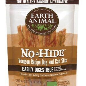 Earth Animal No Hide Venison Chews Dog Treats, 10 Pack
