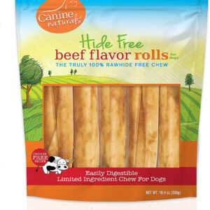 Canine Natural Hide Free 7inch  Beef Large Roll 5Pk