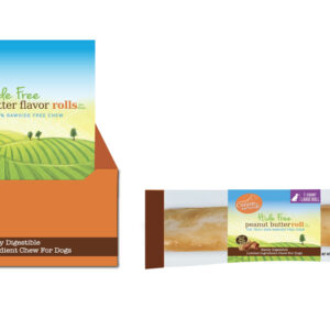 Canine Natural Hide Free 7inch  Peanut Butter Large Roll 21Ct Disp Box