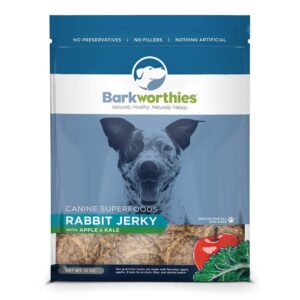 Barkworthies Rabbit Jerky Recipe With Apple and Kale Blend (Net. Wt. 12 Oz. )