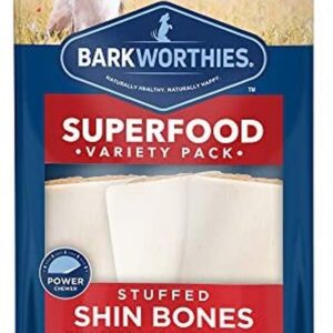 Barkworthies Dog Shin Bone Stuffed 2-3 Inch Variety Pk