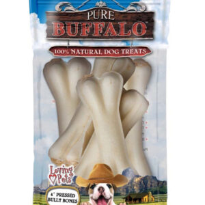 Loving Pets Pure Buffalo Pressed Bully Bones Dog Treat 5 Pack 4 in