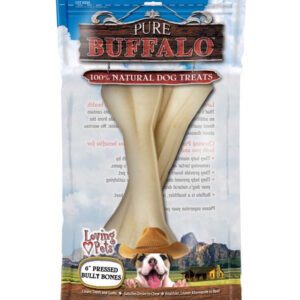 Loving Pets Pure Buffalo Pressed Bully Bones Dog Treat 2 Pack 6 in