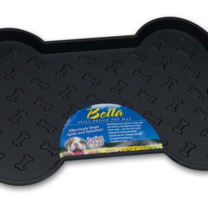 Loving Pets Spill-Proof Bone Shaped Dog Mat Black Large