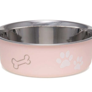 Loving Pets Classic Dog Bowl Paw Print & Bone Paparazzi Pink Medium