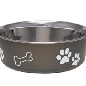 Loving Pets Classic Dog Bowl Paw Print Espresso Small