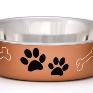 Loving Pets Metallic Dog Bowl Paw Print Copper Small