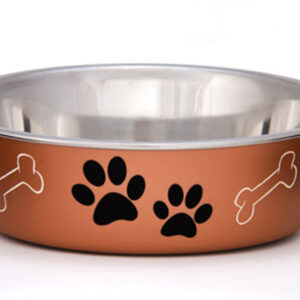 Loving Pets Metallic Dog Bowl Paw Print & Bone Copper Large