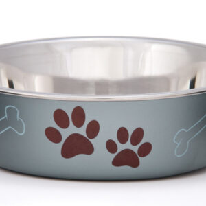 Loving Pets Metallic Dog Bowl Paw Print Blueberry Small