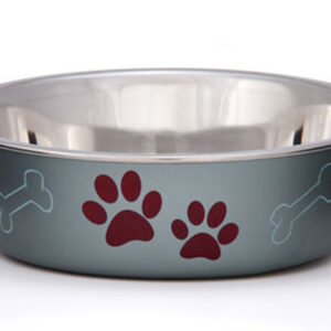 Loving Pets Metallic Dog Bowl Paw Print & Bone Blueberry Extra-Large