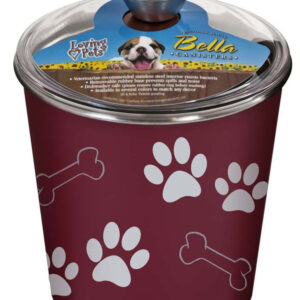 Loving Pets Treat Canister Paw Print & Bone Merlot